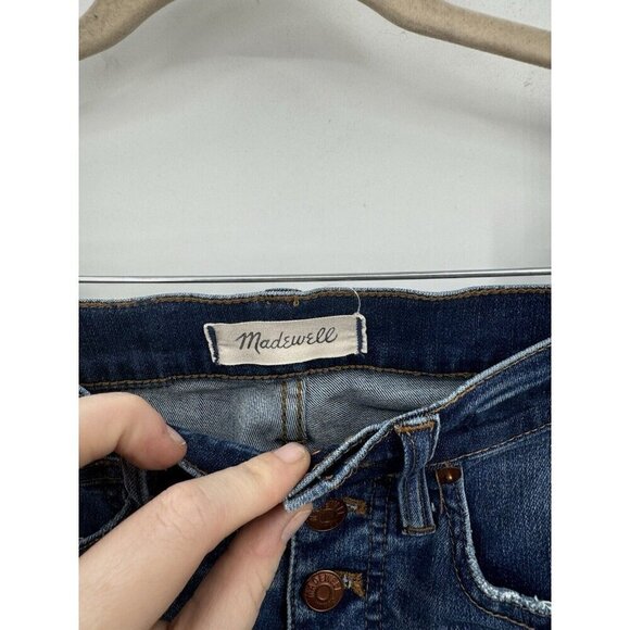 Madewell Women's 10’ High Rise Skinny Button Fly Distressed Jeans Size 23 Blue - Picture 7 of 10